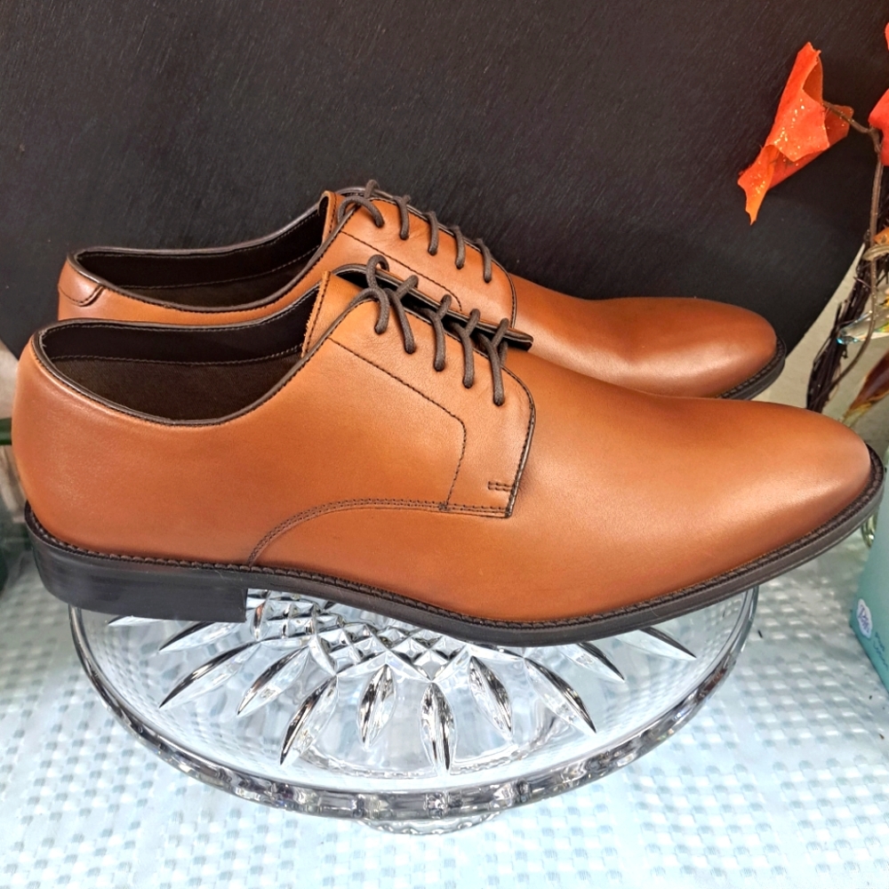 The Blk Tux Brown Leather Classic Derby Formal Shoes Men’s Size 12 NEW